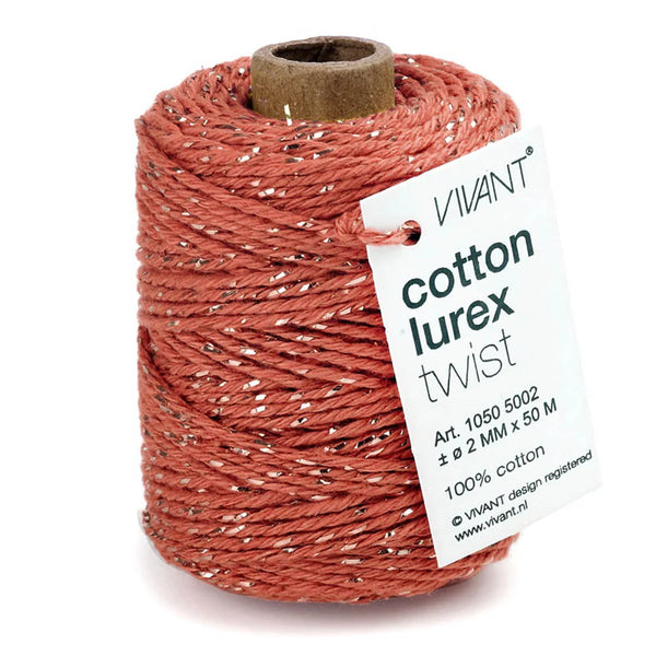 Rust Lurex Green Cotton Cord {sold in 3 yard lengths}