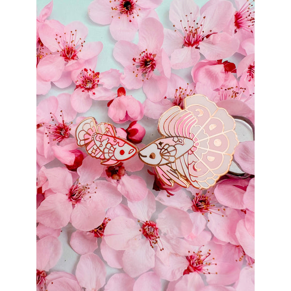 Sakura Halfmoon Betta Enamel Pin Set