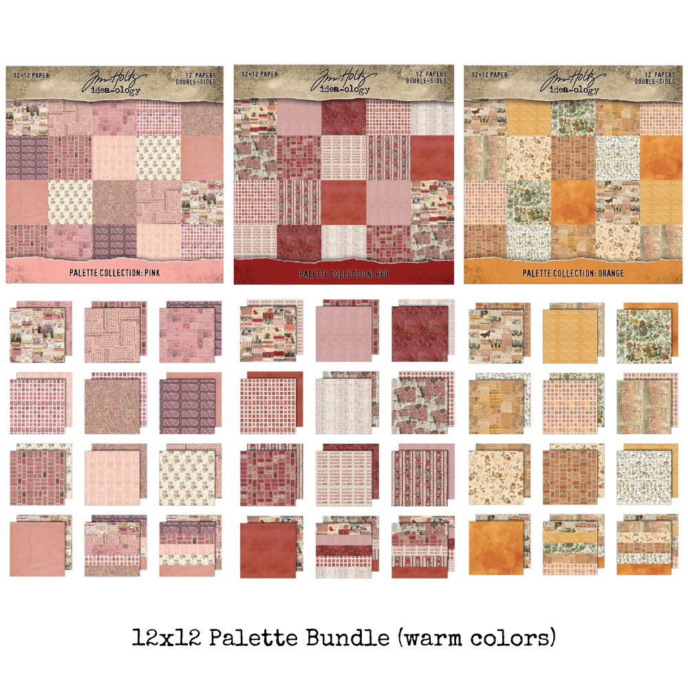 {coming soon!} Tim Holtz idea-ology 12x12 Palette Collection Paper Pack Bundle {Warm Colors}