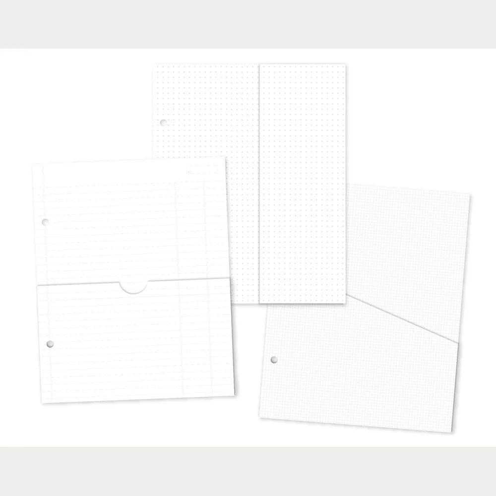 Ledger, Dot, and Grid 6x8 Pocket Page Binder Inserts | Sn@p!