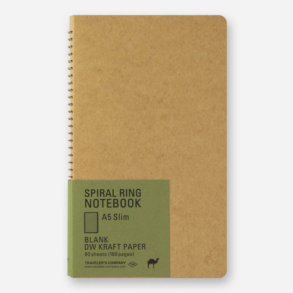 Traveler's Company Spiral Ring Notebook | A5 Slim | Blank DW Kraft Paper