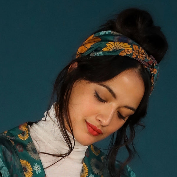 Trailing Wisteria in Teal Elastic Headband {Black Friday Deal}