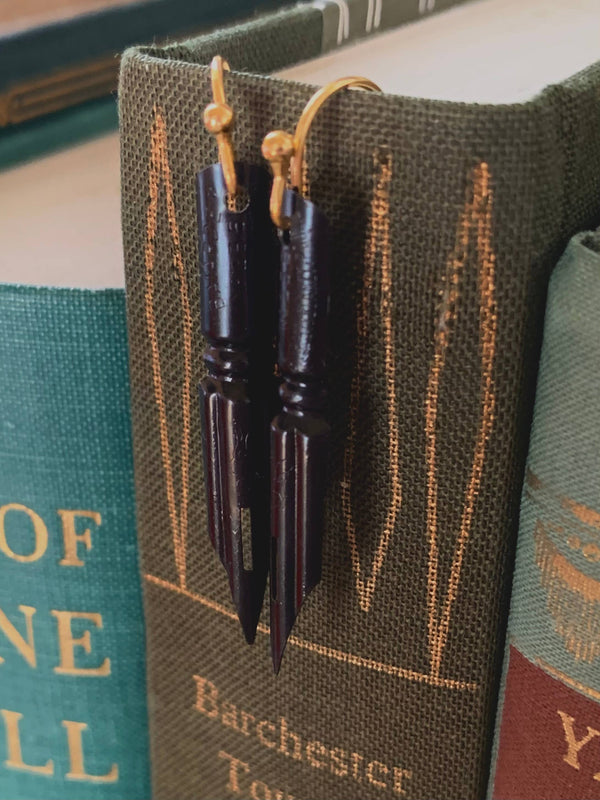 French Black Vintage Nib Earrings