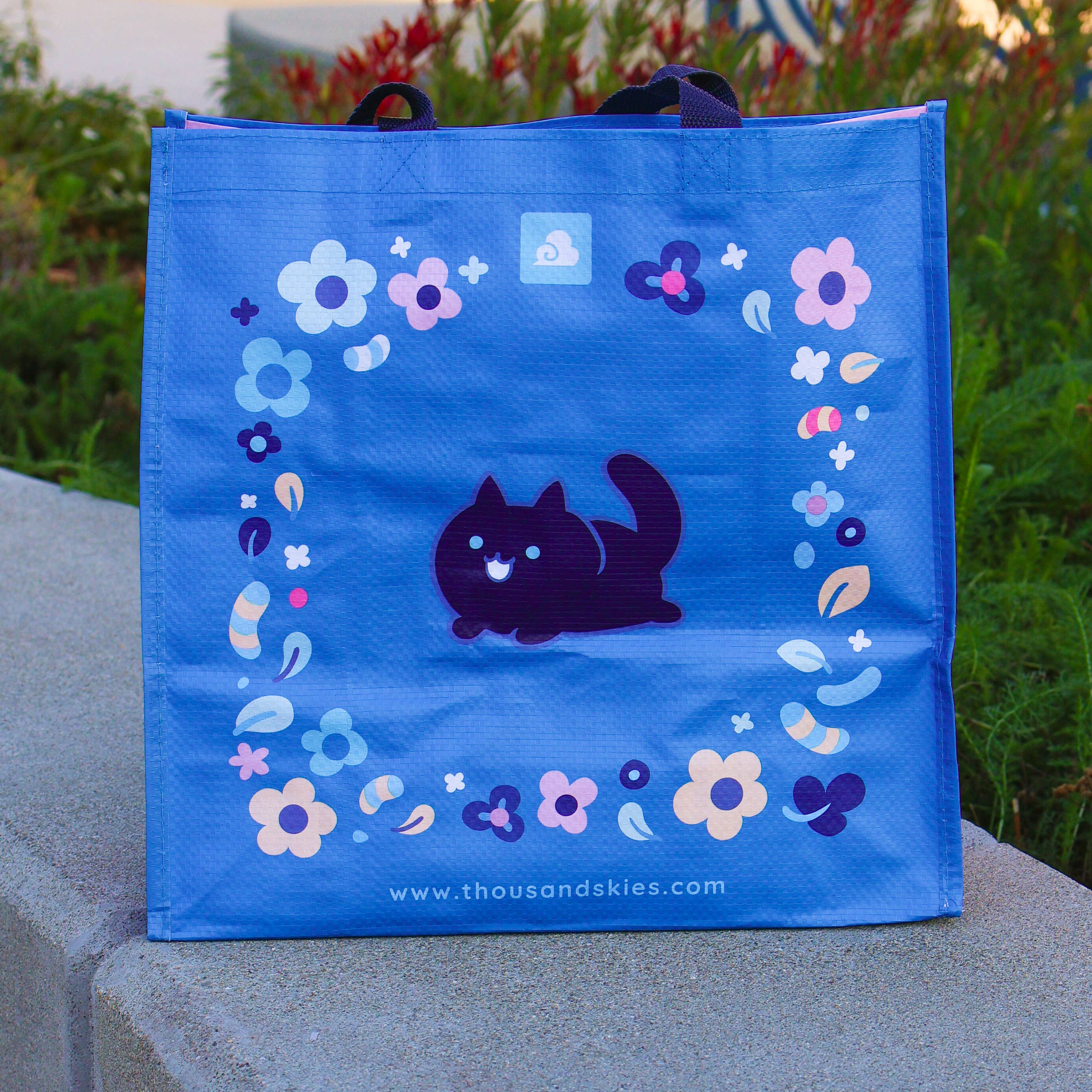 Floral Cats Medium Shopping Bag