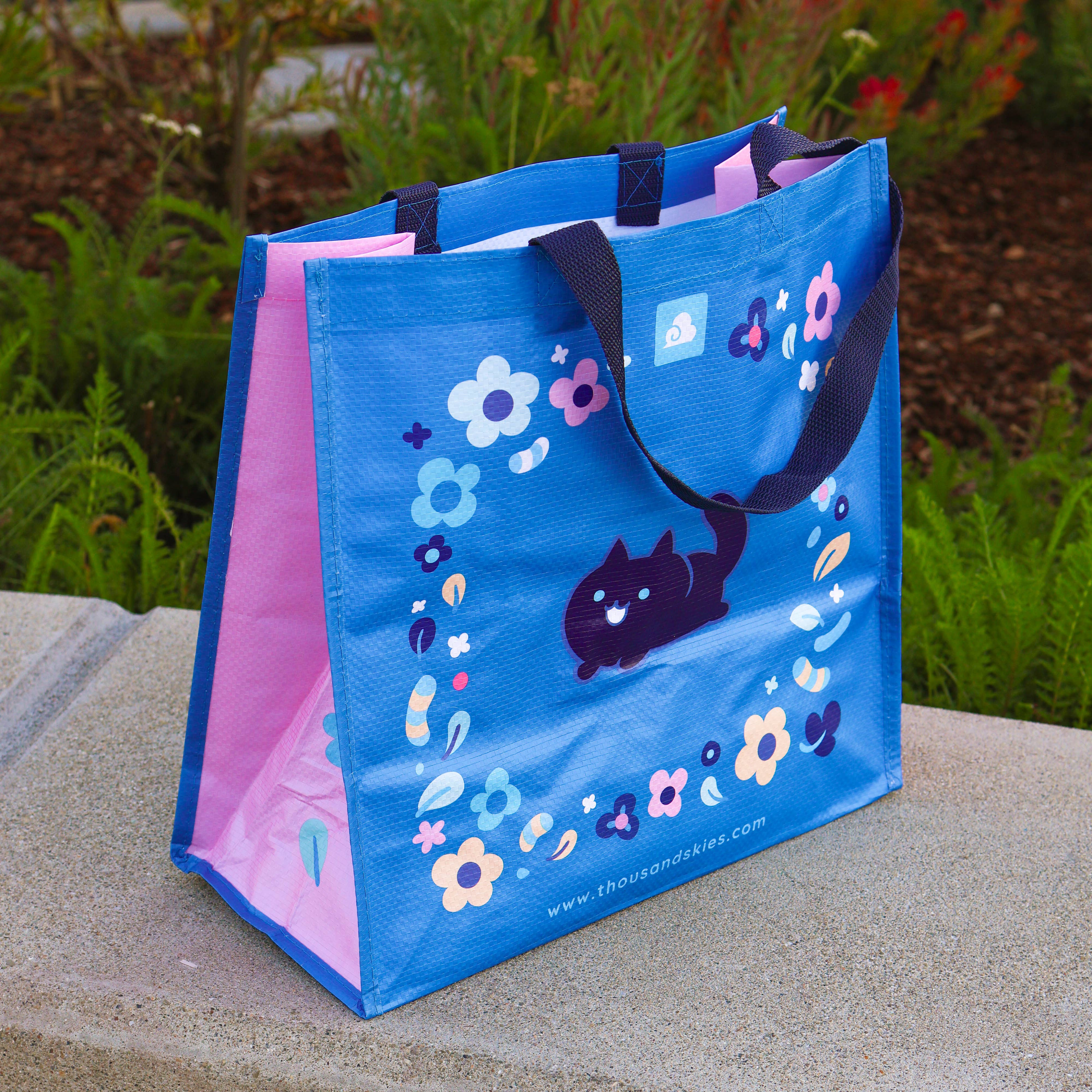 Floral Cats Medium Shopping Bag