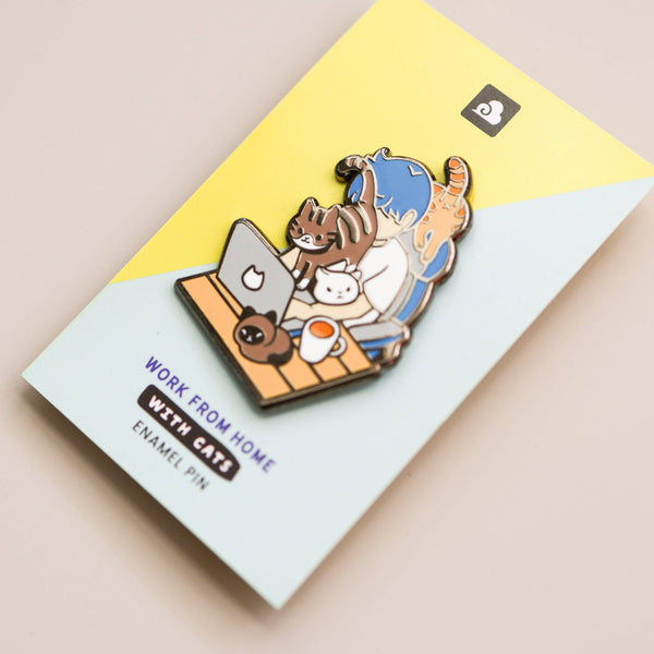 Work From Home with Cats Enamel Pin