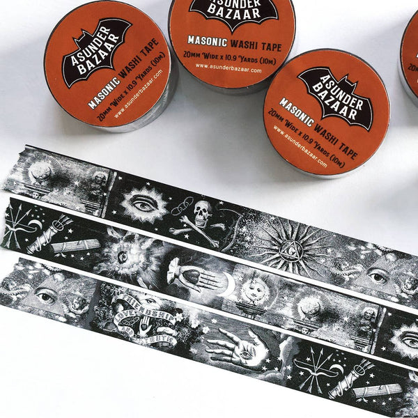 Masonic Art PET Washi Tape 10.9 Yard Roll 20mm Wide Gothic