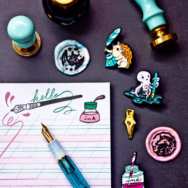 Fountain Pen Ink Bottle Enamel Pin {multiple colors}
