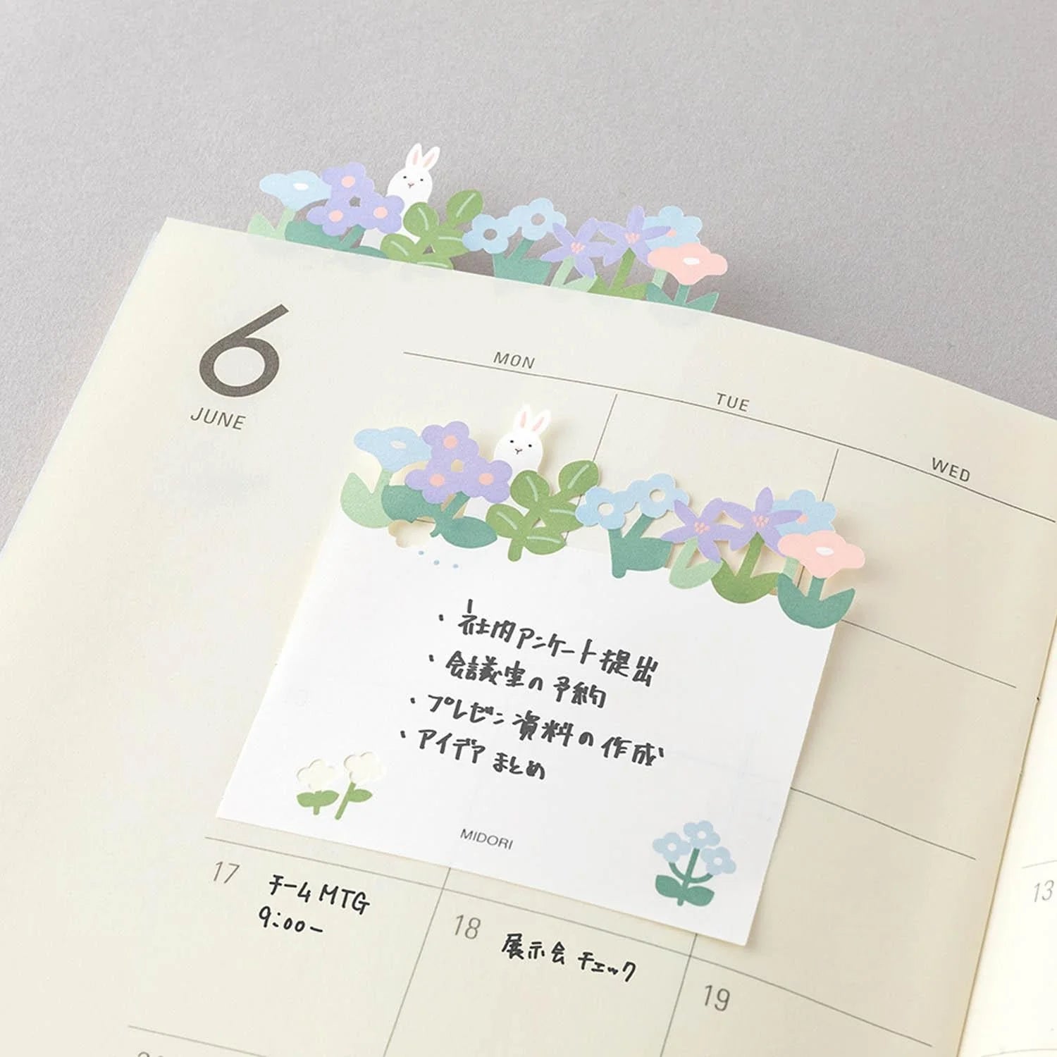 Flower Garden Bunny Die-Cut Sticky Notes