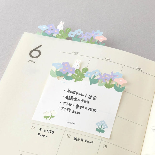 Flower Garden Bunny Die-Cut Sticky Notes