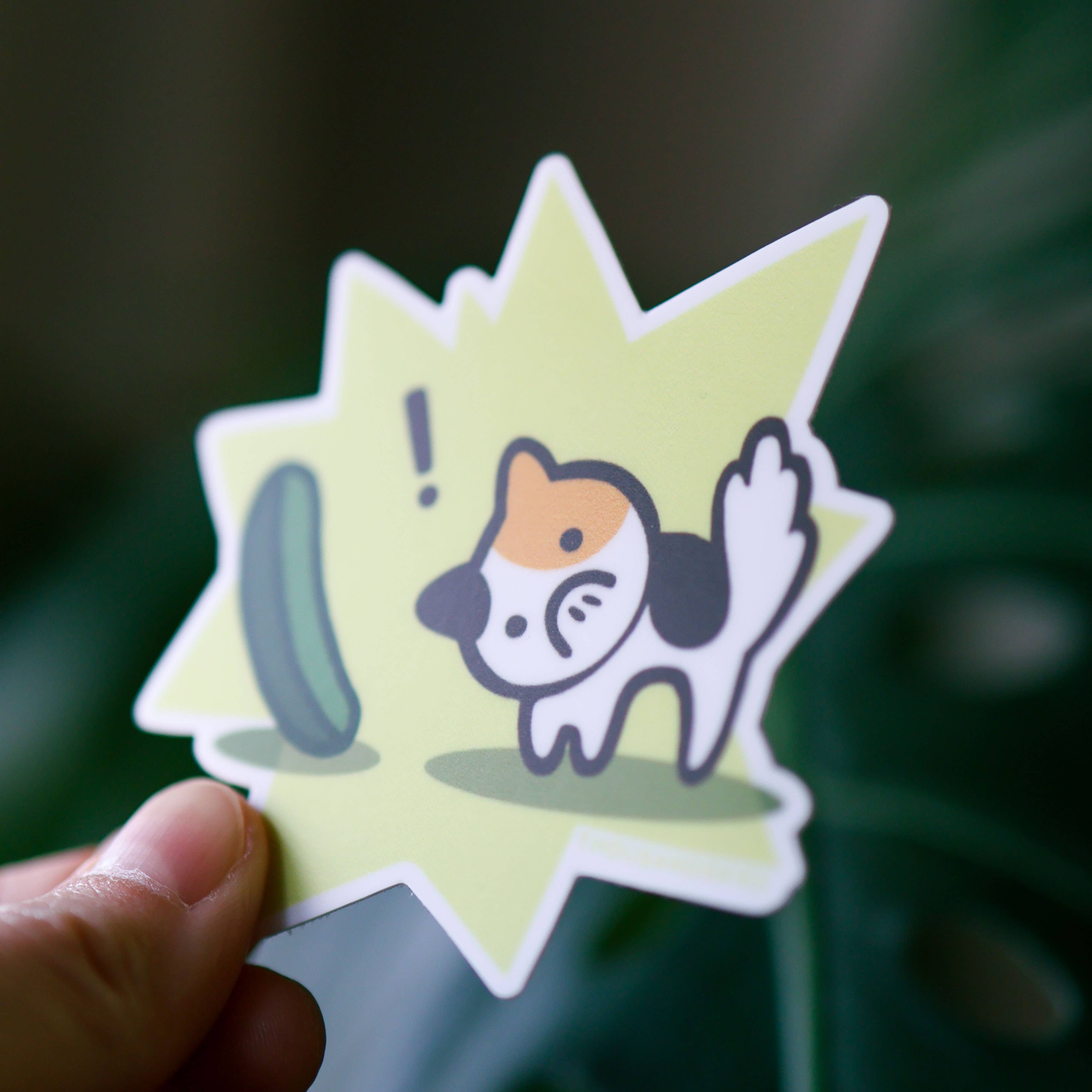Cucumber vs Calico Cat Vinyl Sticker