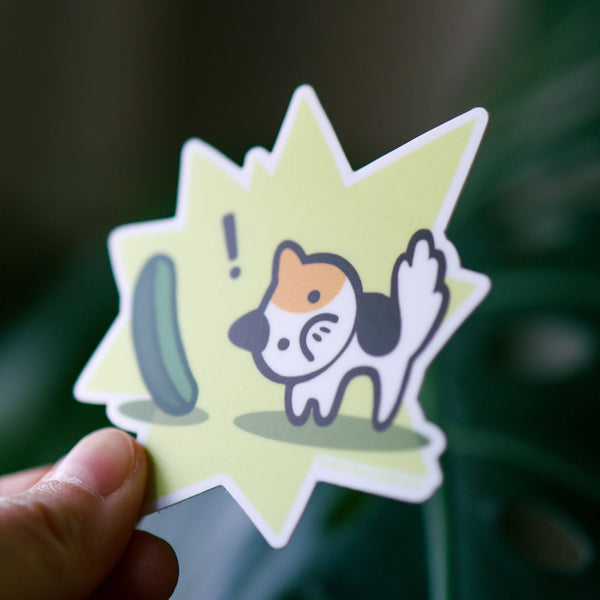 Cucumber vs Calico Cat Vinyl Sticker