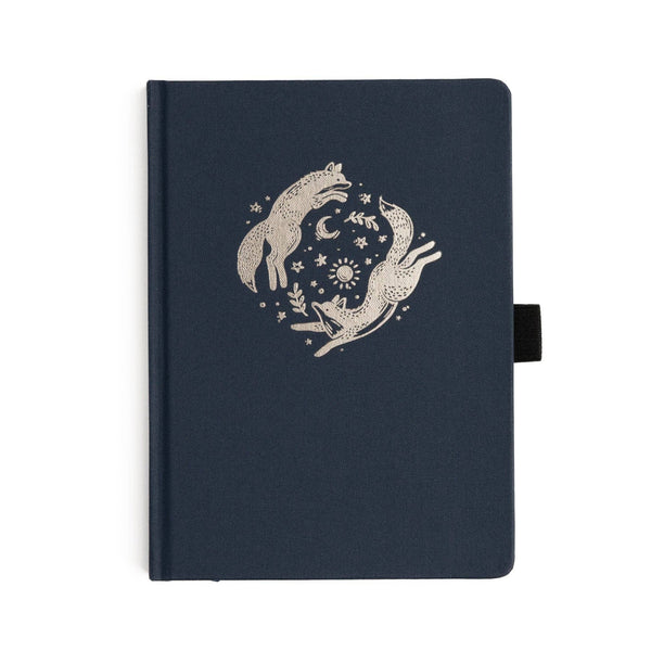 Forest Foxes Dot Grid Notebook w/ Buckram Fabric Cover