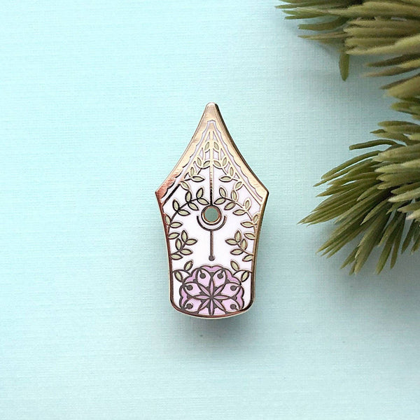 Floral Fountain Pen Enamel Pin