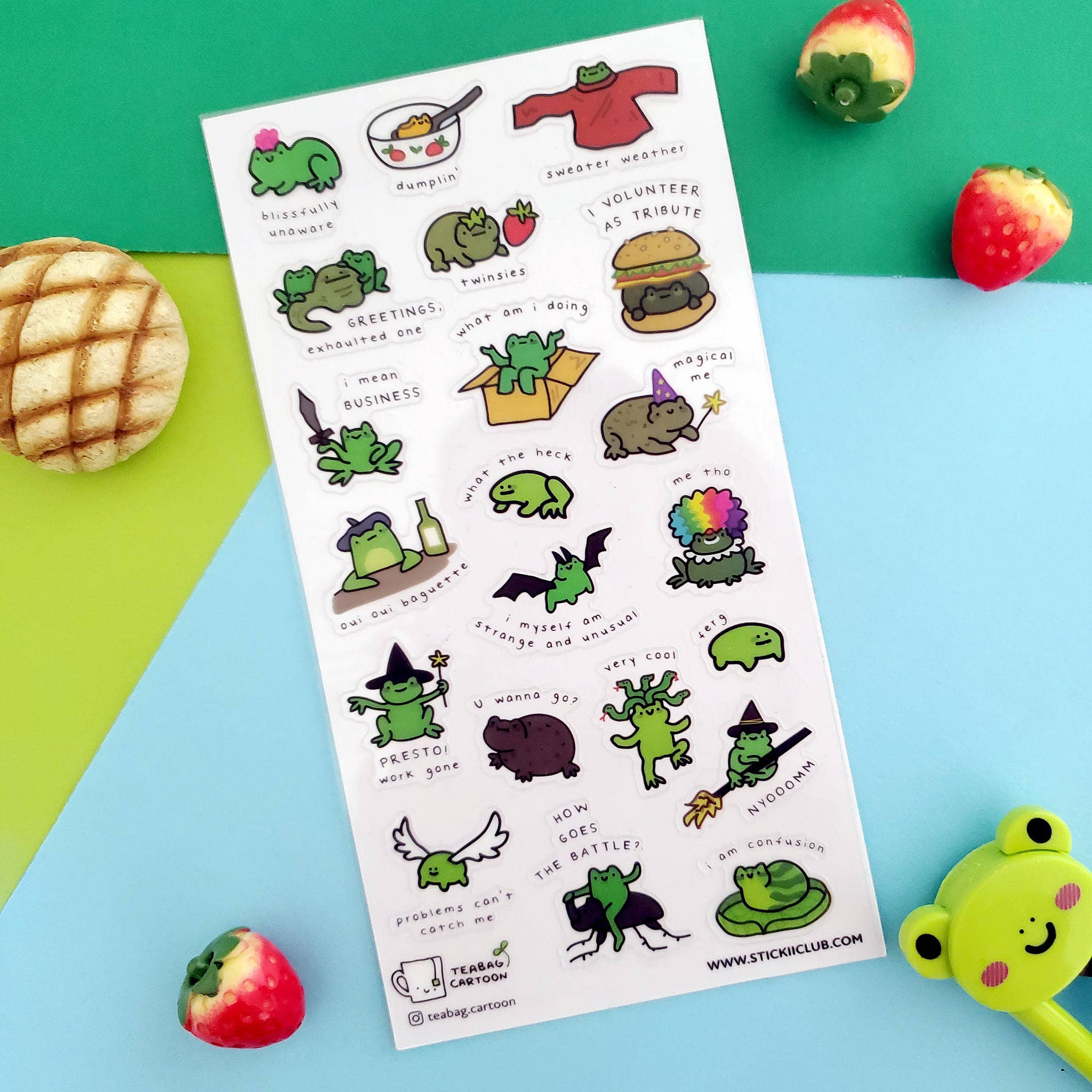 What are Frogs? Vol. 1 Sticker Sheet | @teabag.cartoon