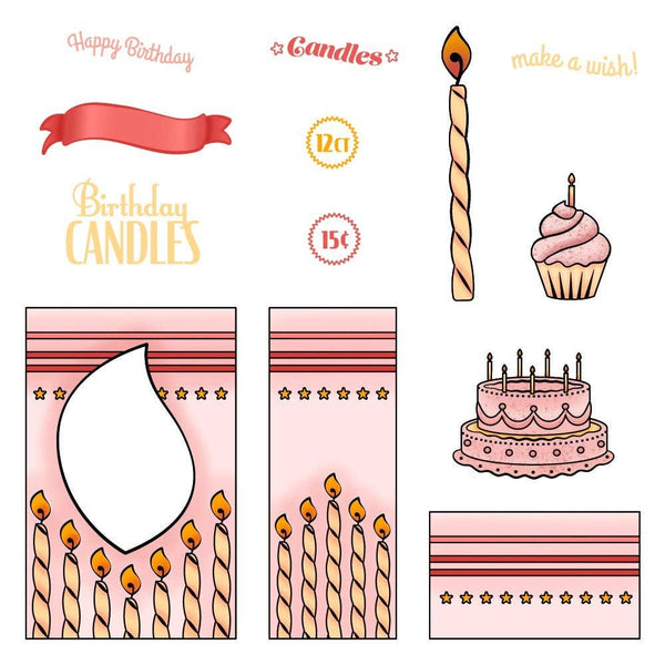 Birthday Candle 6x6 Clear Stamp Set | Vintage Gift Card Box Add-On {Retired}