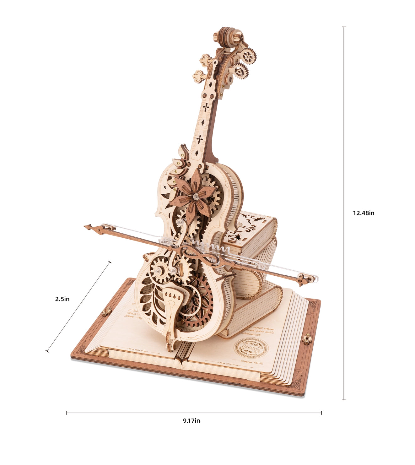 Boîte à musique magique pour violoncelle, puzzle mécanique en bois