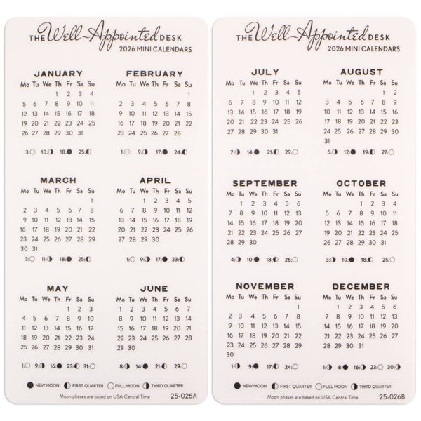 2026 Mini Monthly Calendar Sticker Sheet 2pk