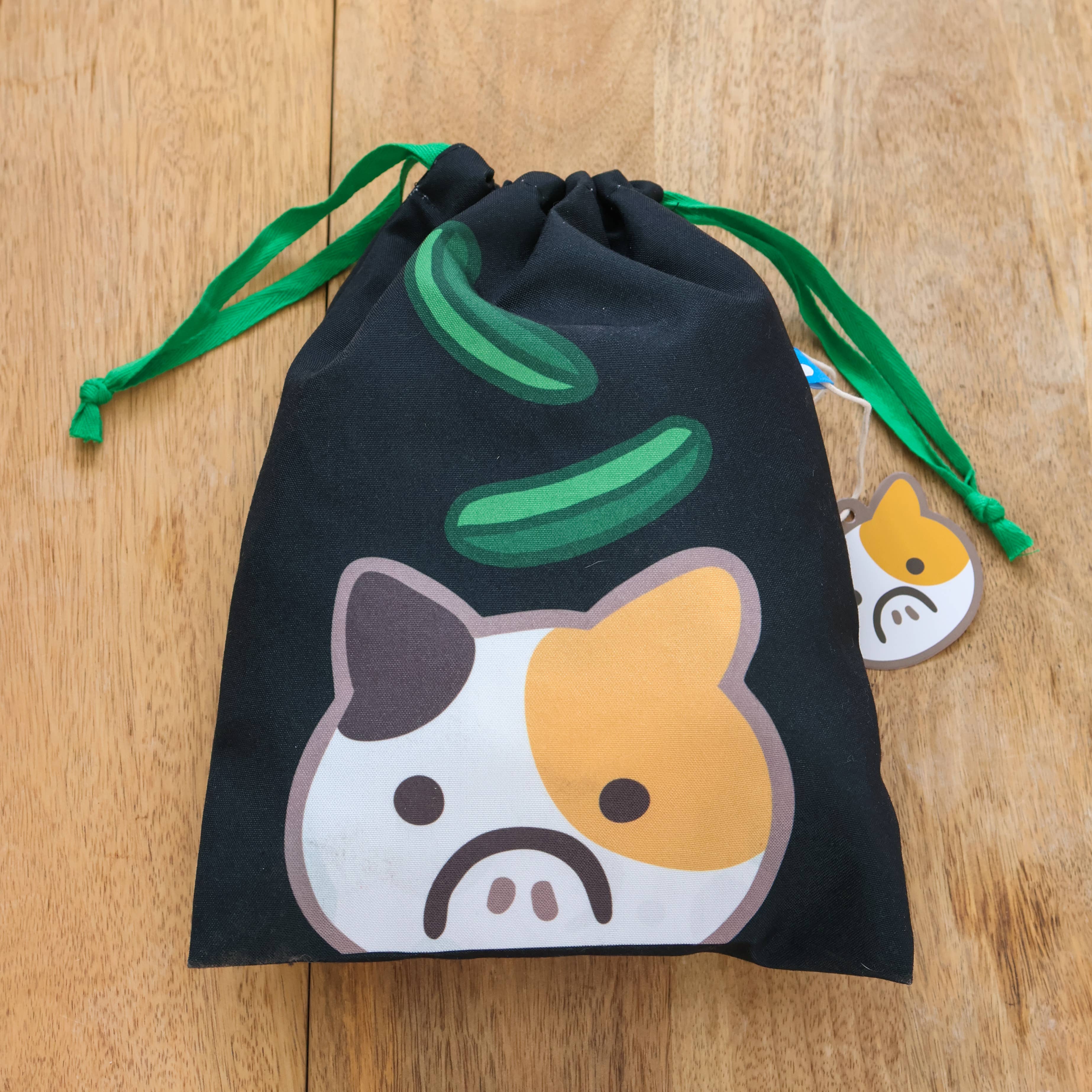 Cucumber Cat Drawstring Pouch Bag