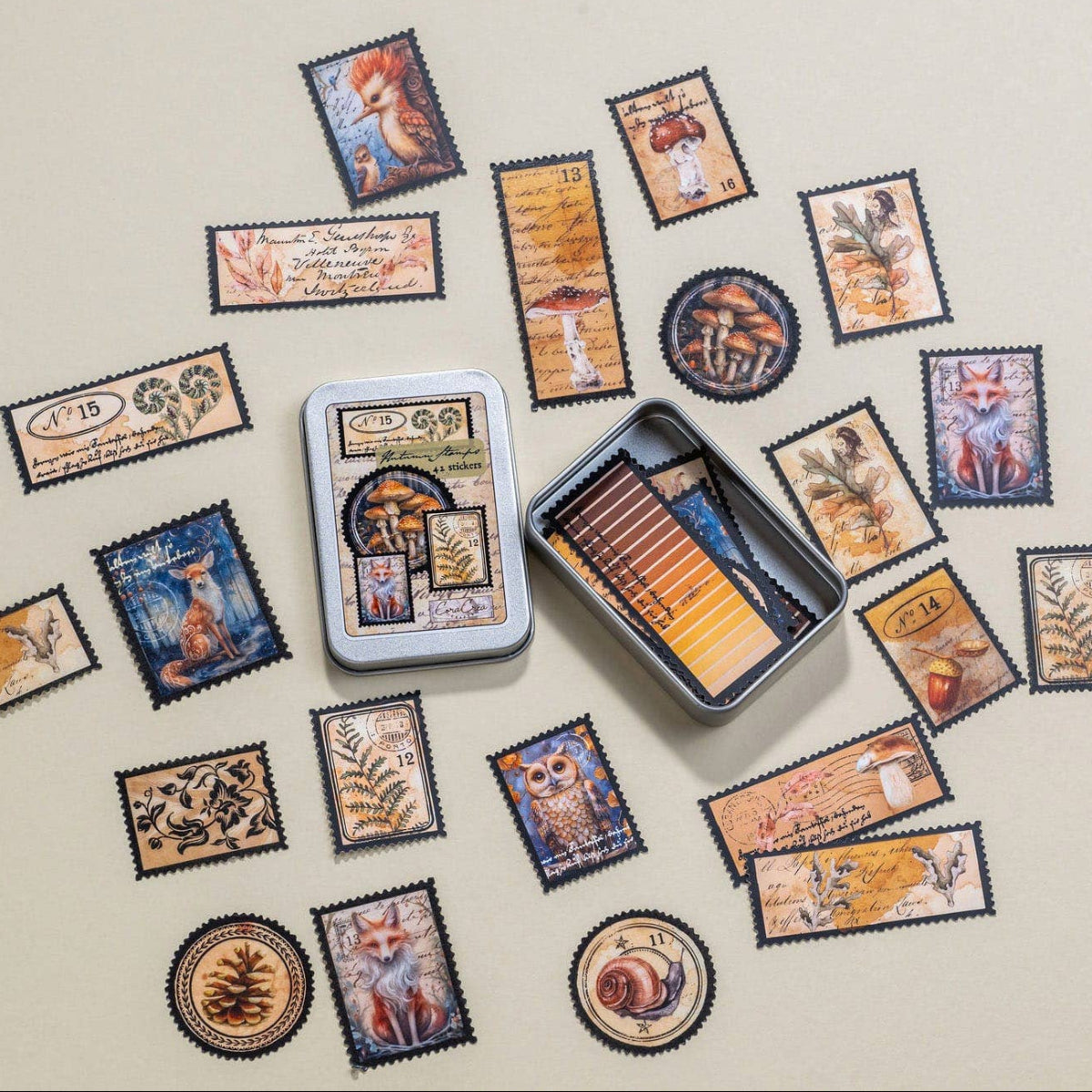 {coming soon!} Autumn Stamps Sticker Tin Box