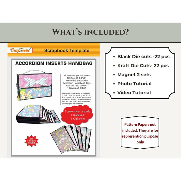 Accordion Inserts Handbag Craft Blanks | Black & Kraft