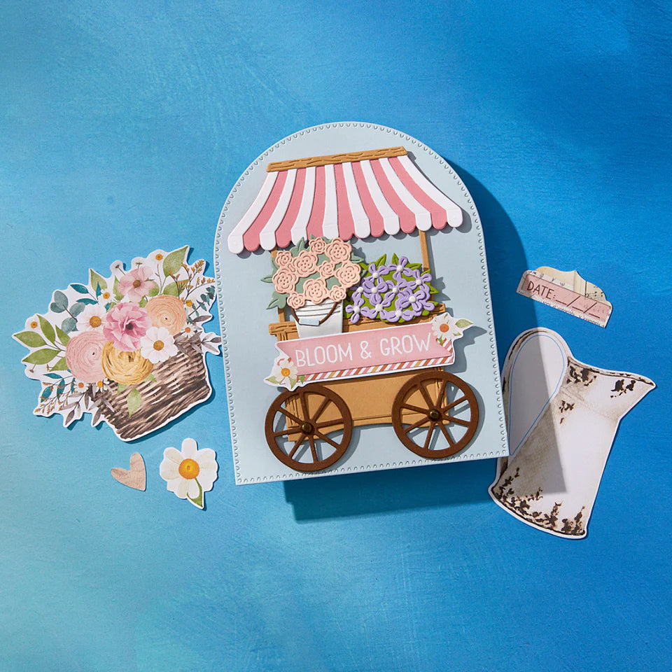 Flower Cart Etched Die Set | Vintage Flower Shoppe