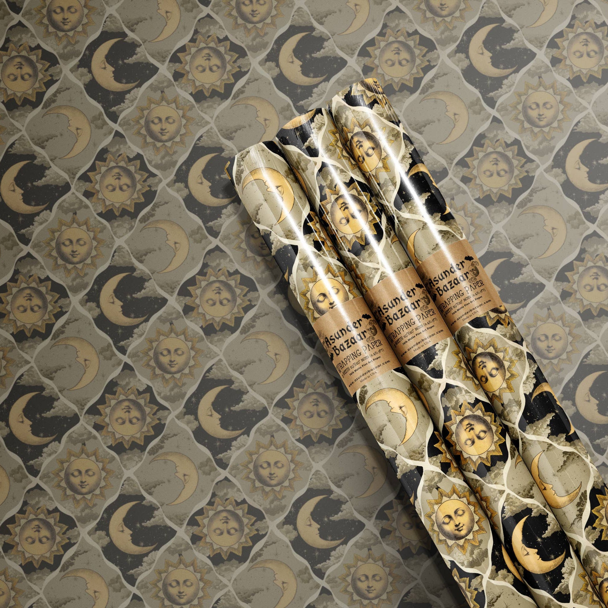 Sun and Moon Harlequin Wrapping Paper
