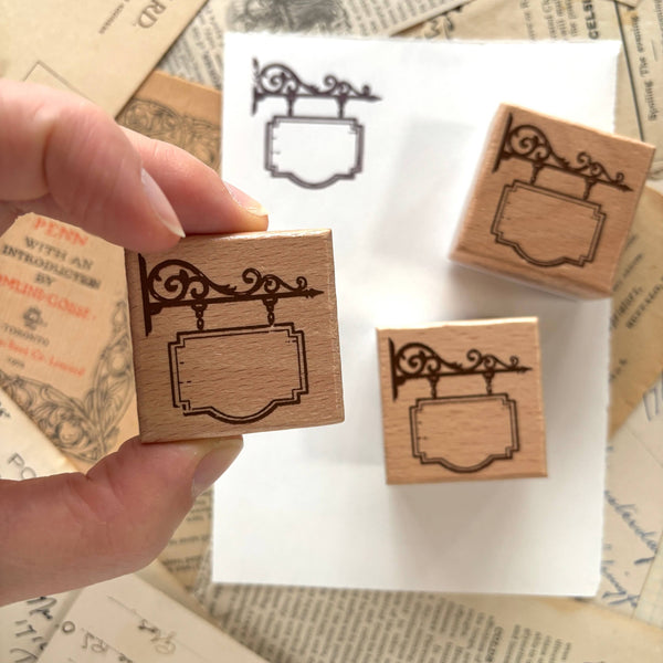 Hanging Shop Sign Rubber Stamp