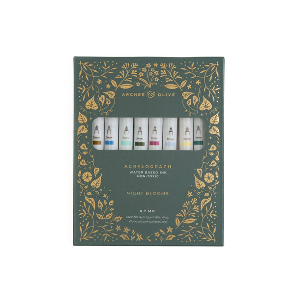 Night Blooms Acrylograph 0.7mm Pens | Set of 10