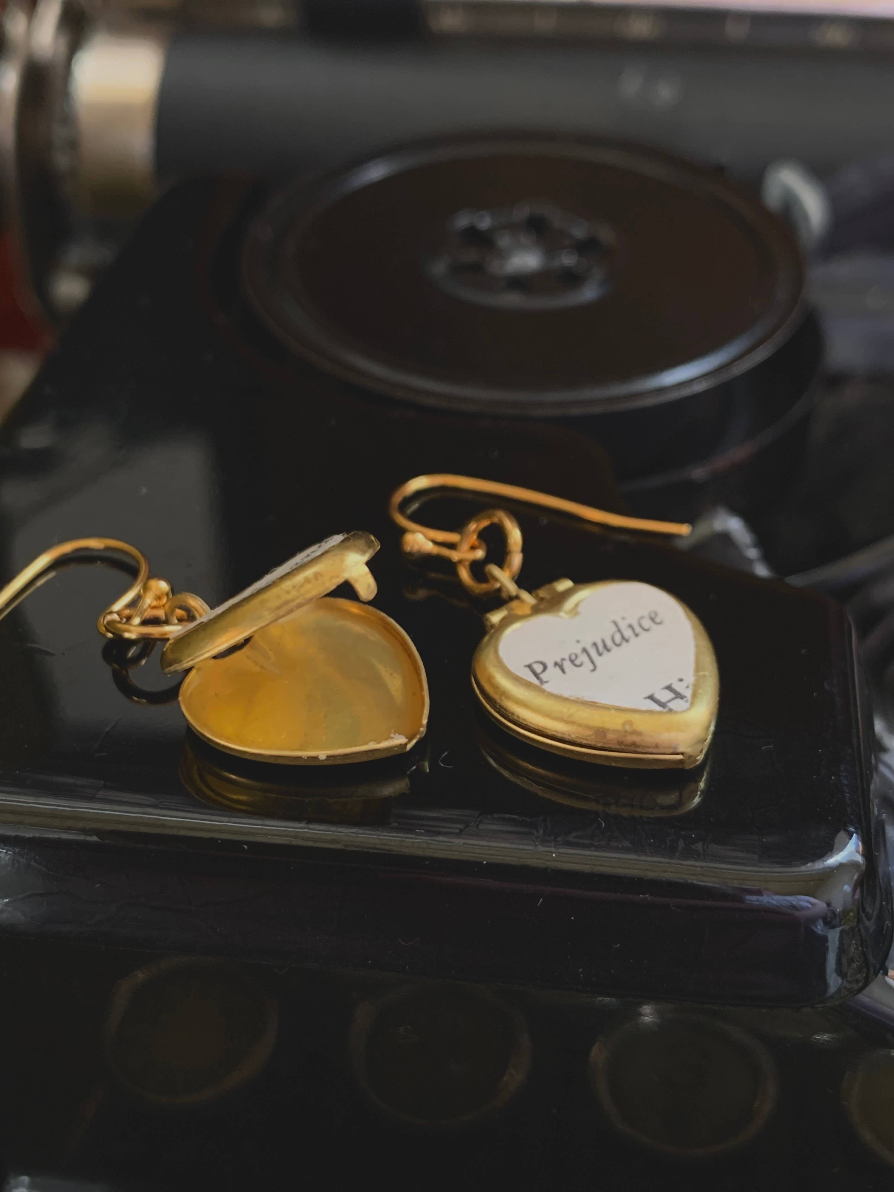 Pride & Prejudice Heart Locket Earrings