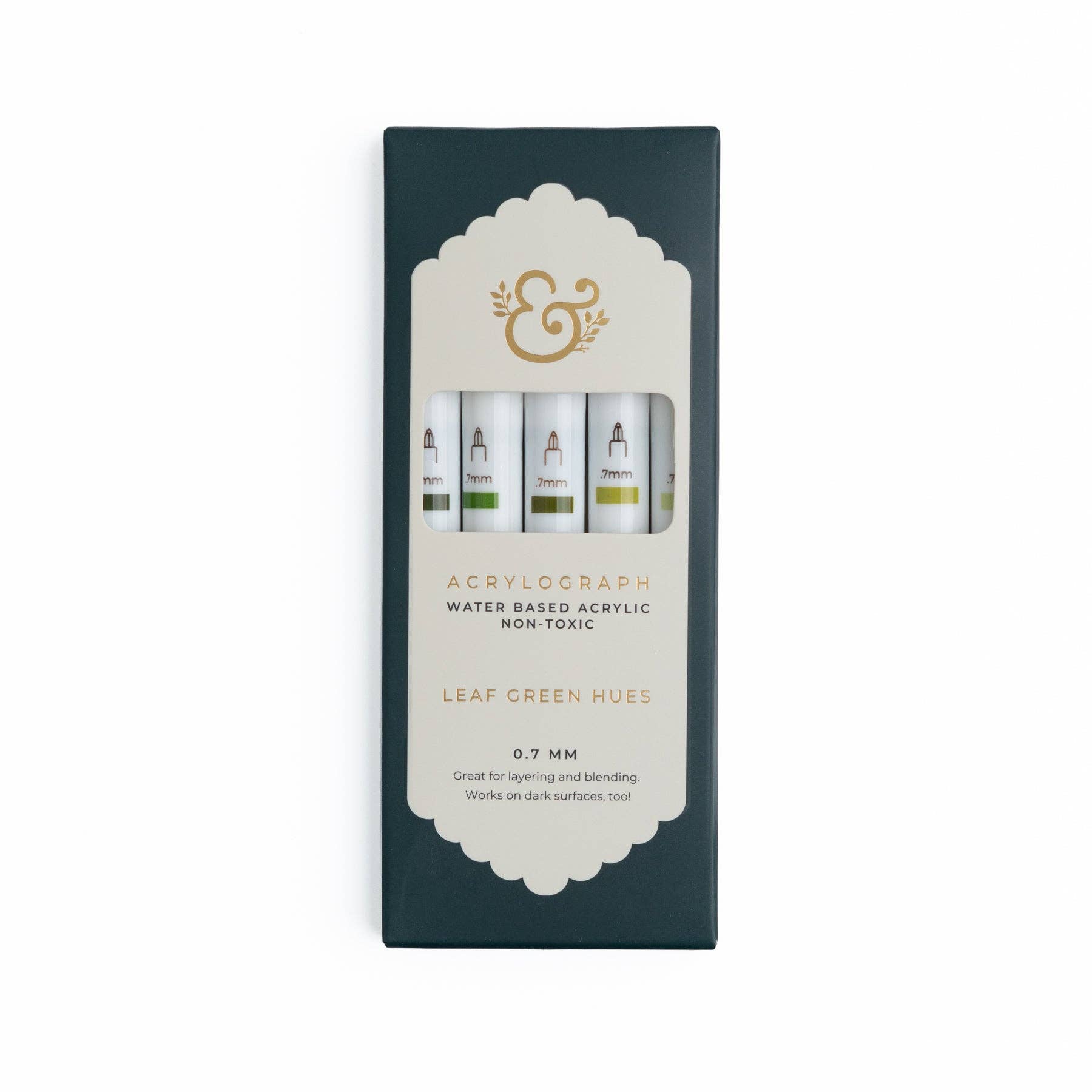 Leaf Green Hues 5pc Pen Sets | Acryolgraphs or Calliographs