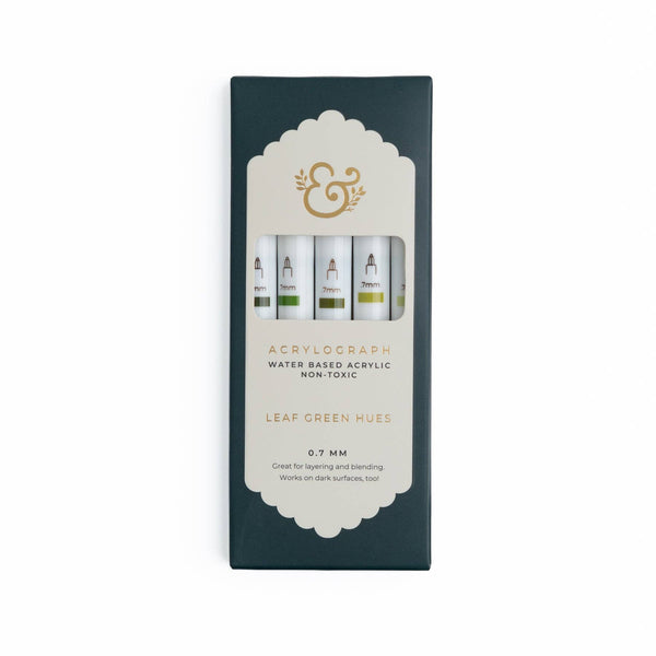 Leaf Green Hues 5pc Pen Sets | Acryolgraphs or Calliographs