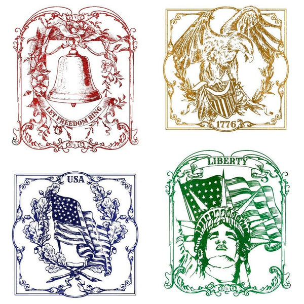 Let Freedom Ring 5" x 6" Rubber Cling Stamp Set