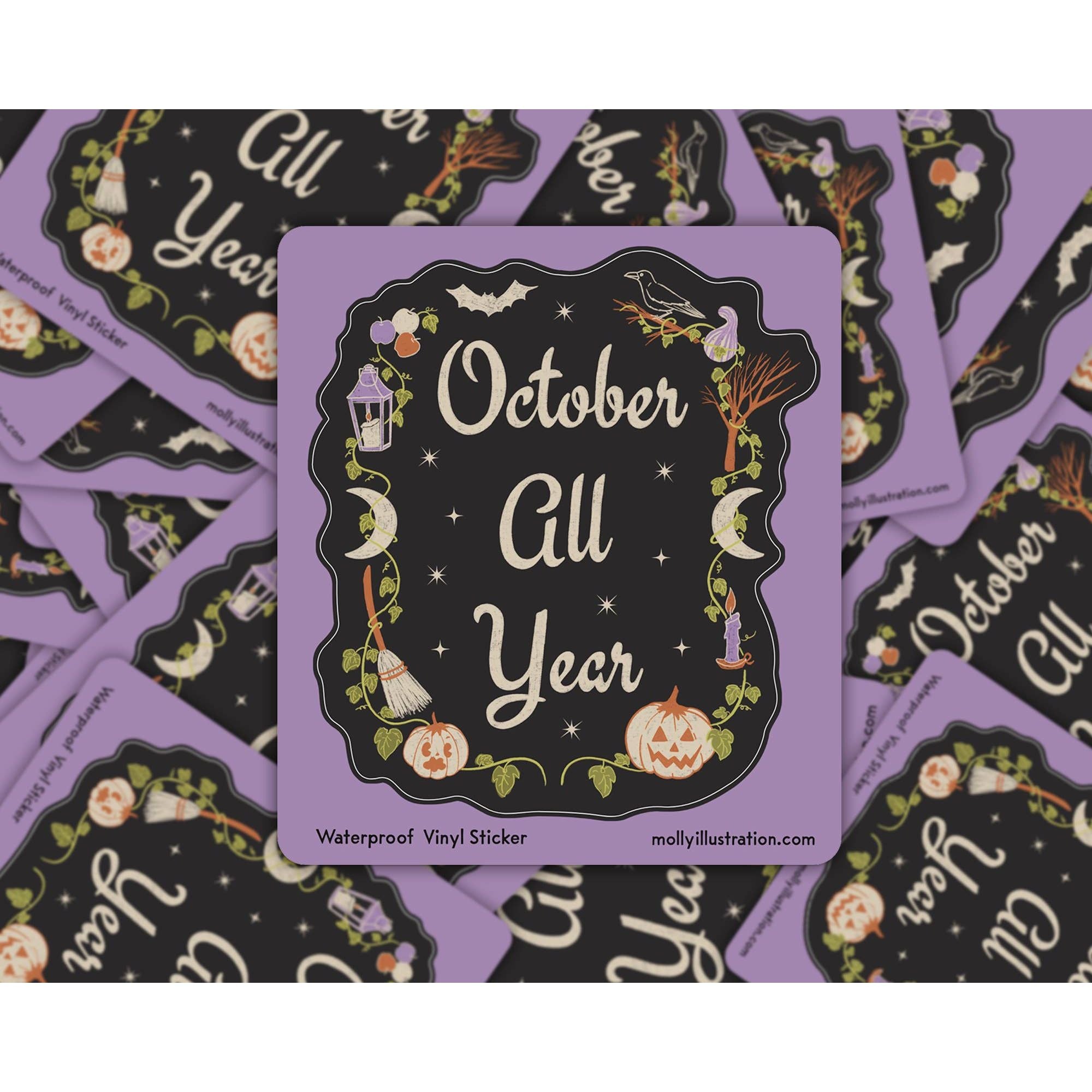 October All Year Halloween Waterproof Vinyl Sticker