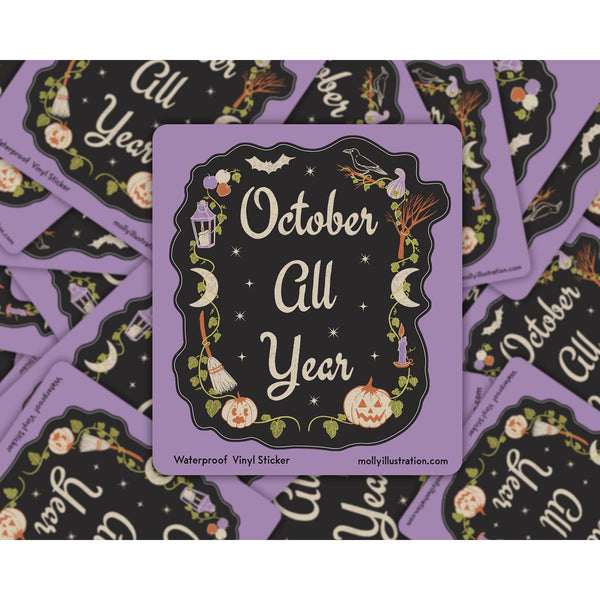 October All Year Halloween Waterproof Vinyl Sticker