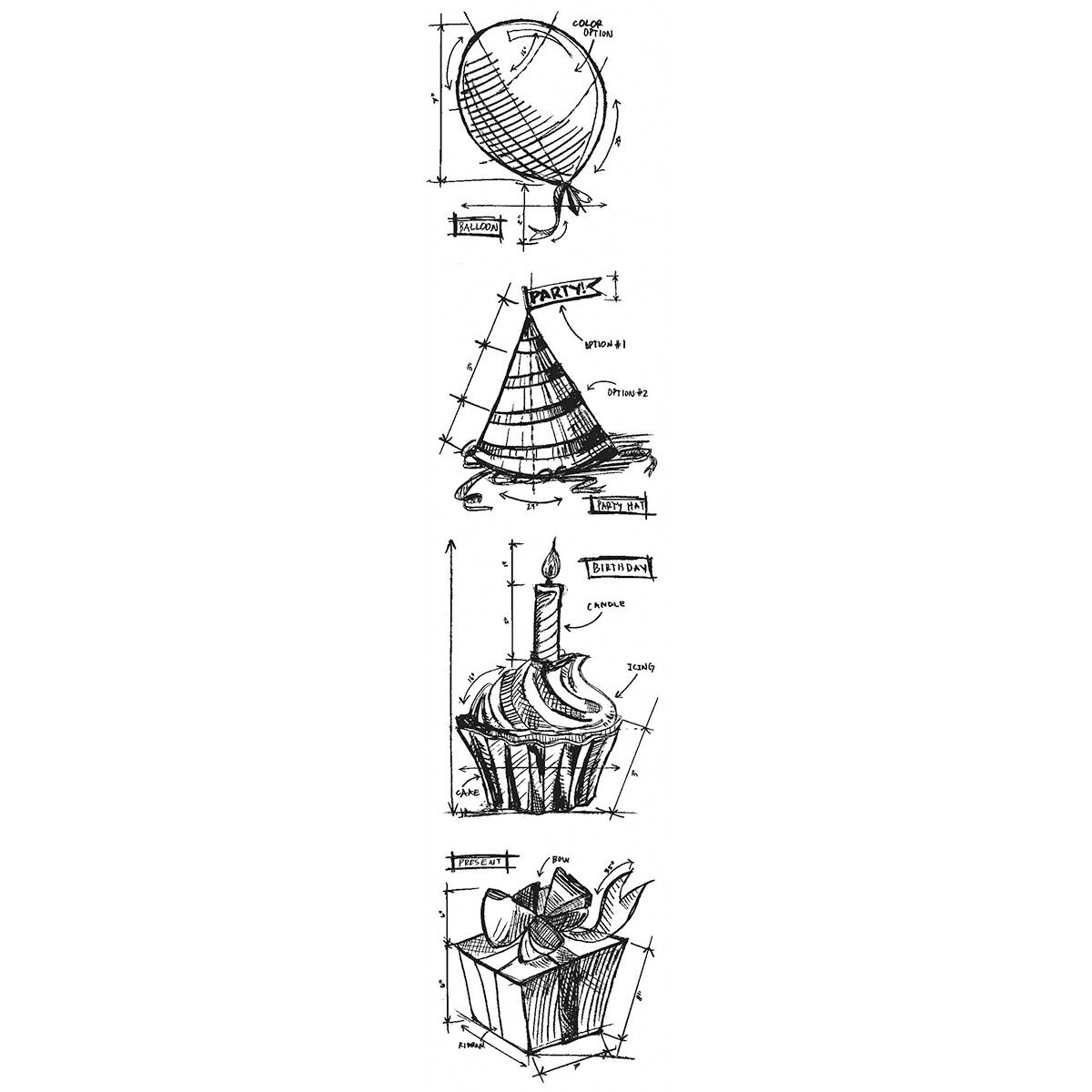 Birthday Mini Blueprints Cling Stamps | Tim Holtz