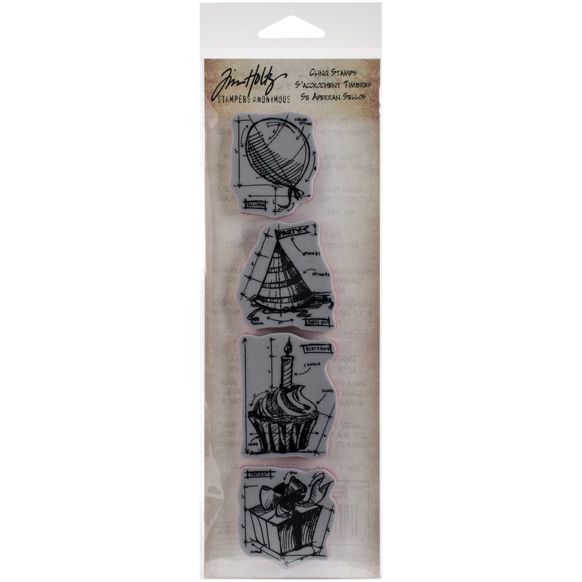 Birthday Mini Blueprints Cling Stamps | Tim Holtz