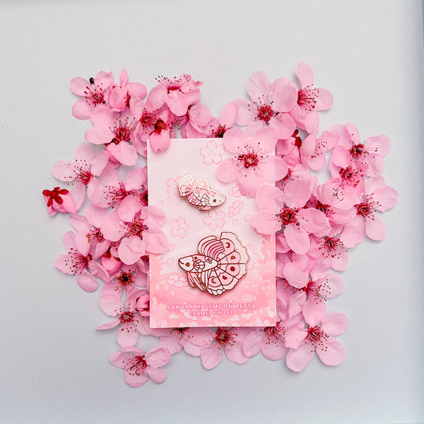Sakura Halfmoon Betta Enamel Pin Set