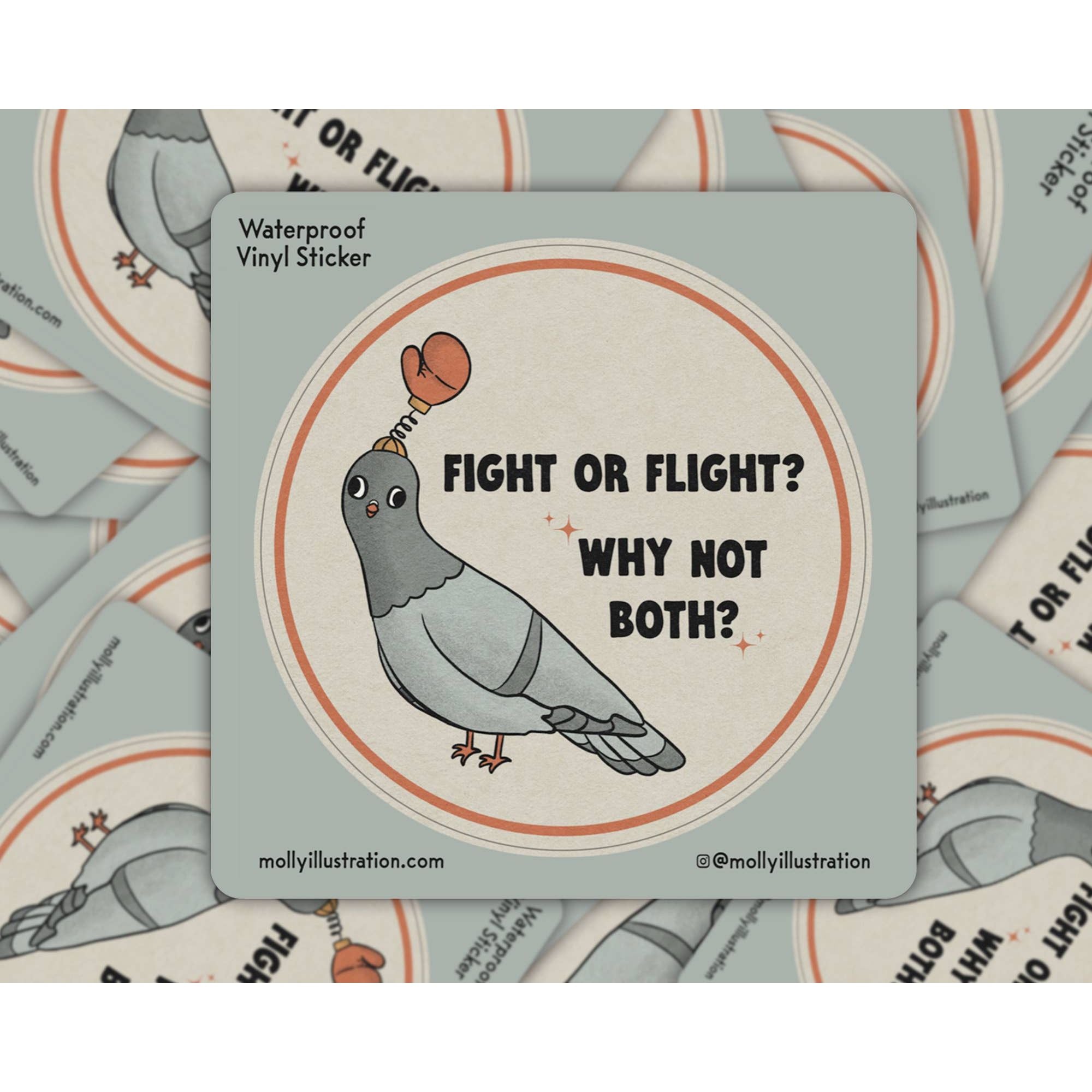 Fight or Flight Funny Pigeon Vinyl Waterproof Sticker