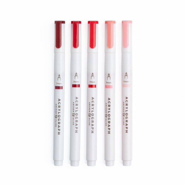 True Red Hues 5pc Pen Sets | Acryolgraphs or Calliographs