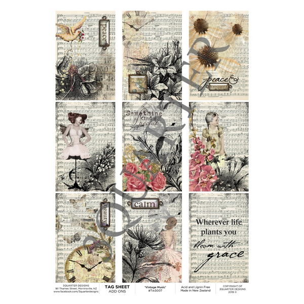 Vintage Music A4 Tag Sheet