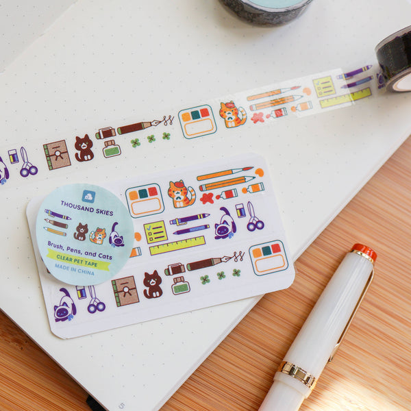 Brush, Pens, and Cats pet Tape