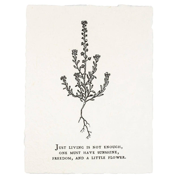 Just Living Is Not Enough Botanical Handmade Paper Print