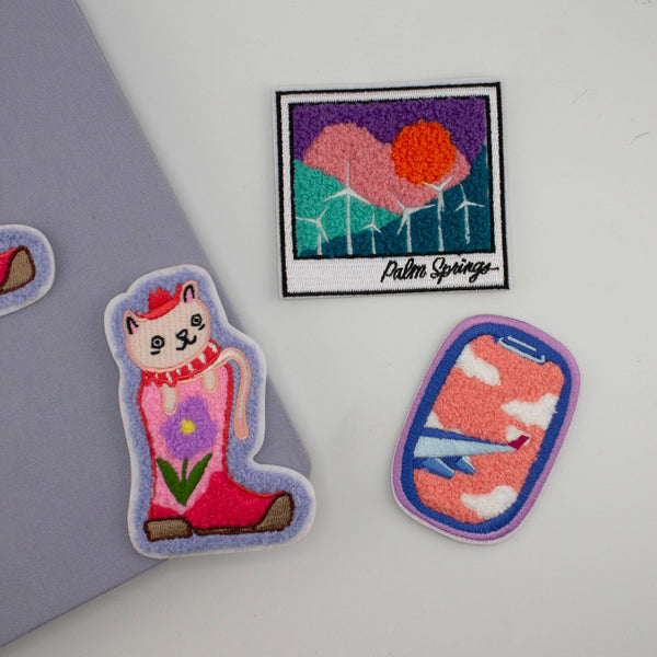 Cowboy Cat Chenille Woven Sticker Patch