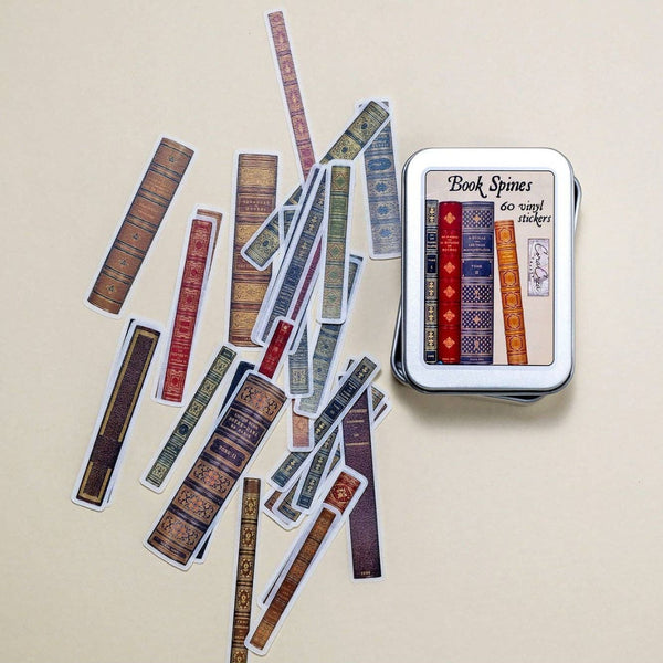 Book Spines Sticker Tin Box