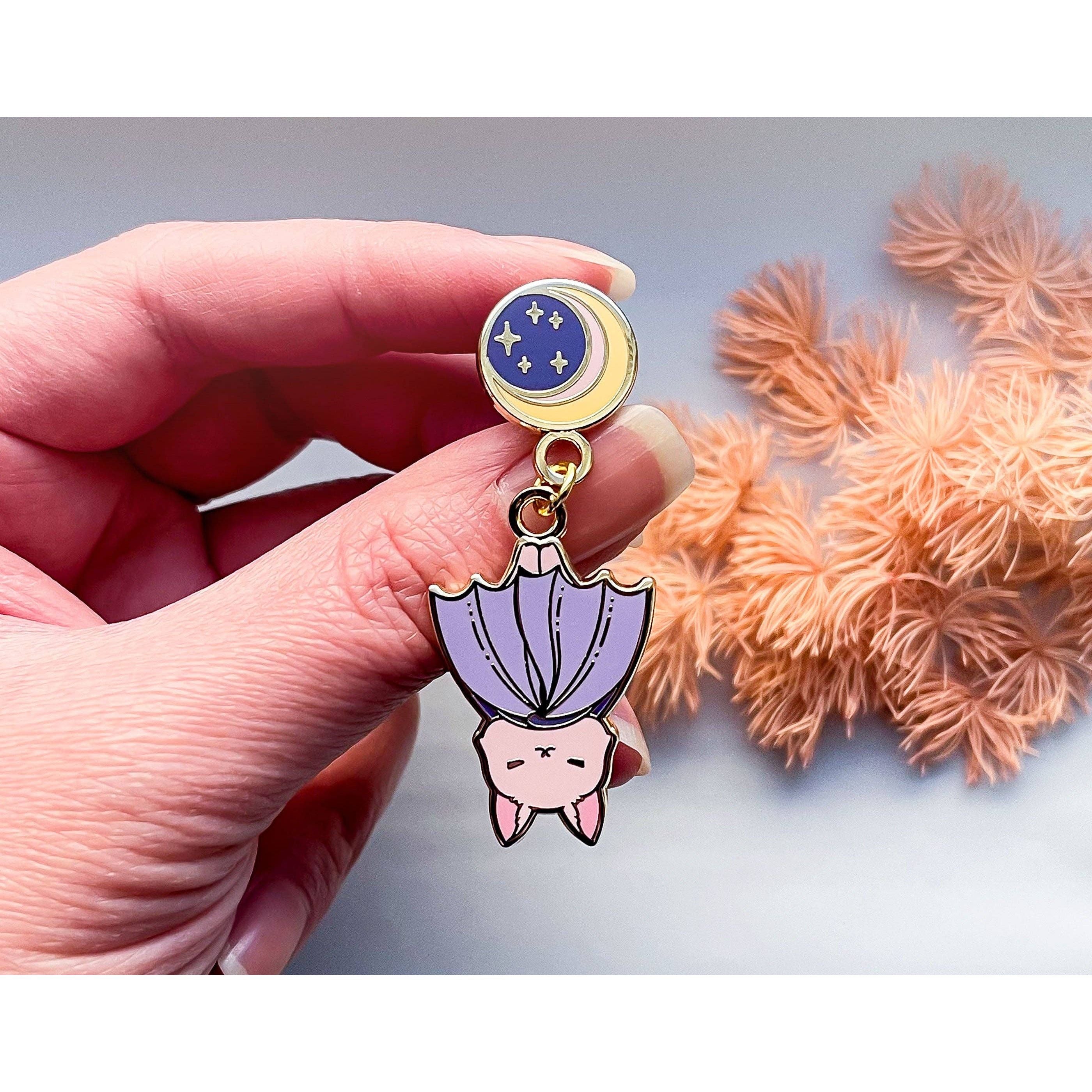 <OOS> Moon Hanging Baby Bat Enamel Pin