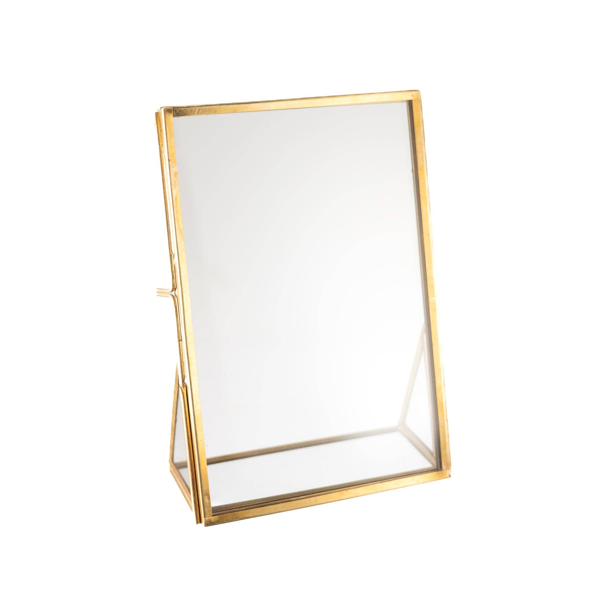 Brass Tabletop 4x6 Portrait Floating Frame