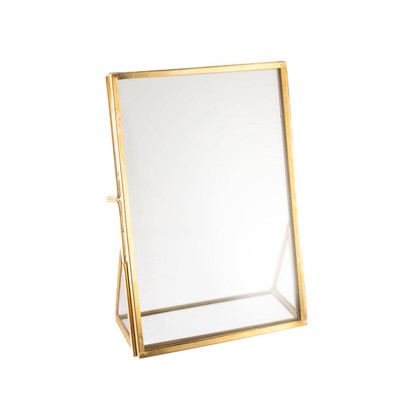 Brass Tabletop 4x6 Portrait Floating Frame