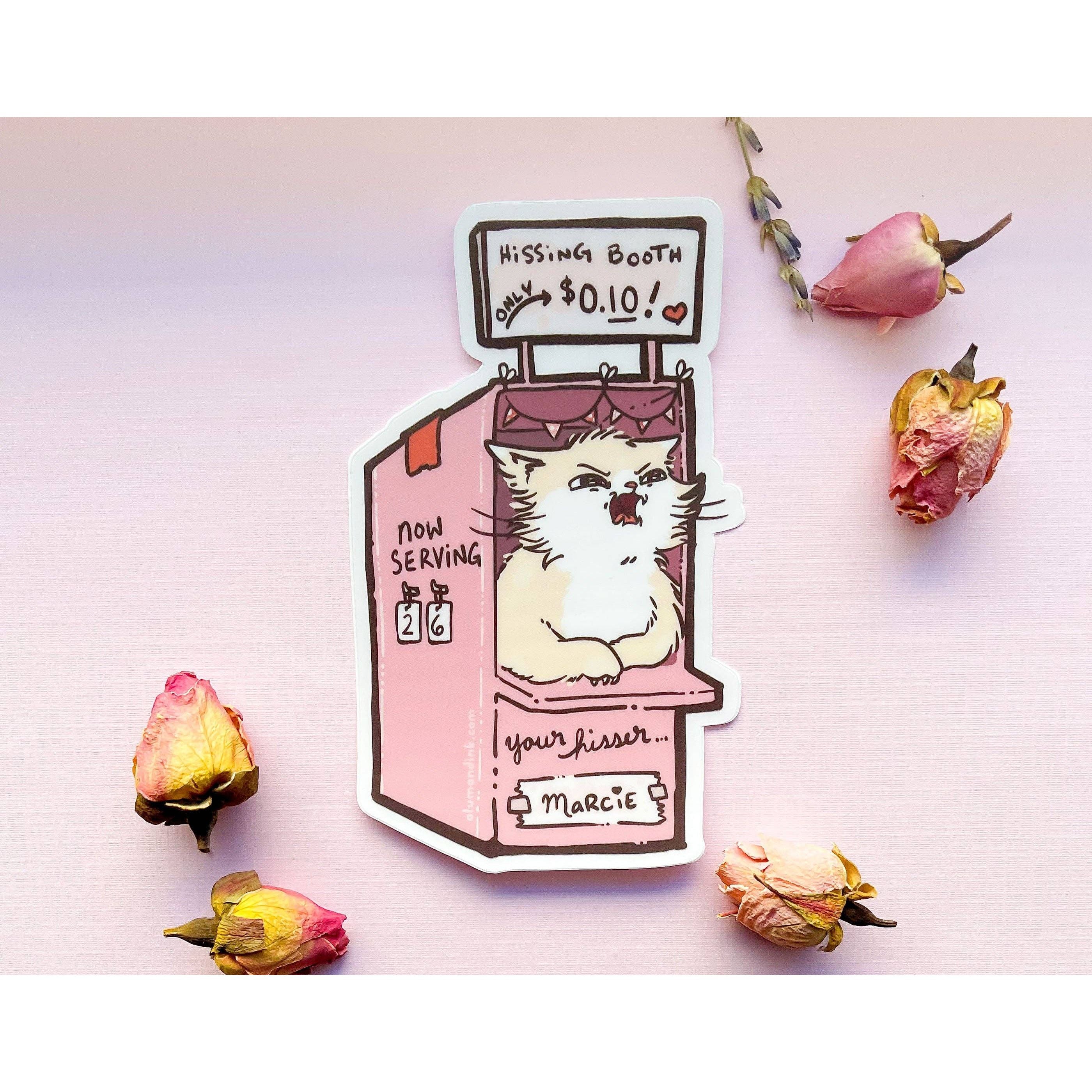 Marcie the Cat's Hissing Booth Clear Vinyl Sticker