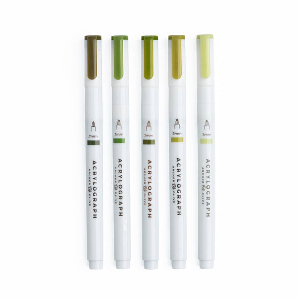 Leaf Green Hues 5pc Pen Sets | Acryolgraphs or Calliographs